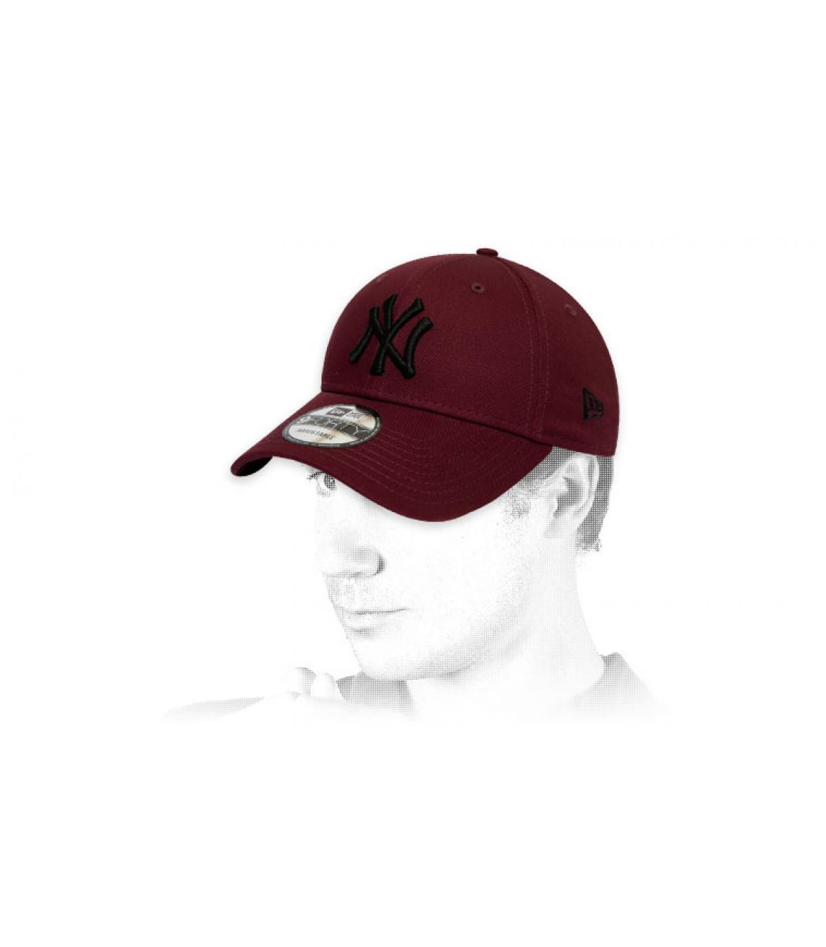 cappellino NY bordeaux nero League Ess NY 940 maroon black